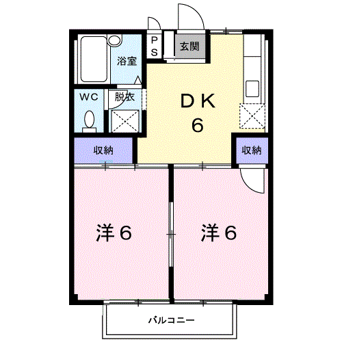 Planta 2DK de シティハイツ薬師Ａ