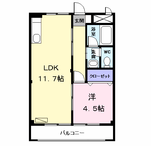 Planta 1LDK de シティーハイツ南脇