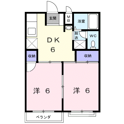Planta 2DK de ハイツ　カマノ