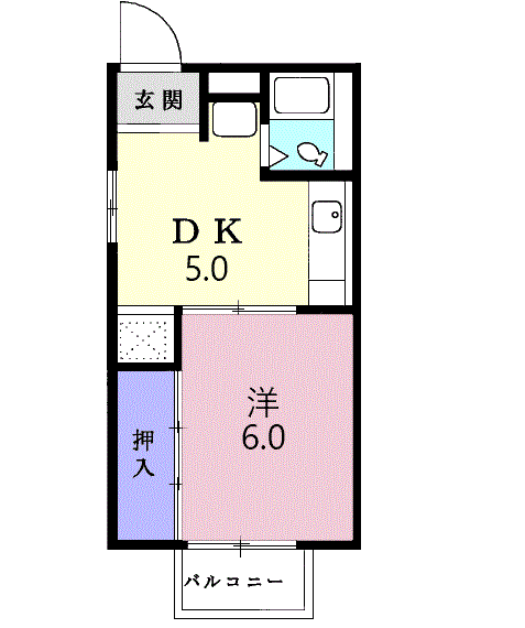 Planta 1DK de ハイツ東山