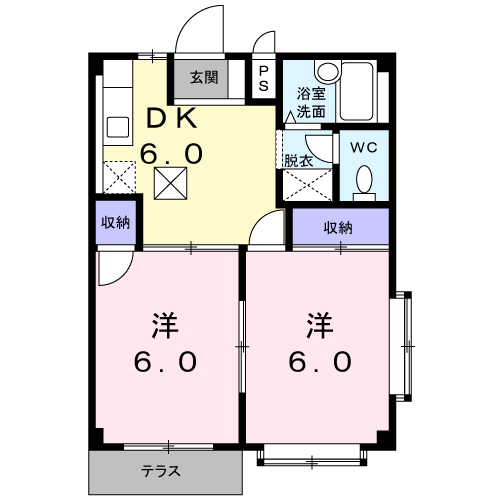 Planta 2DK de エルディム秀和