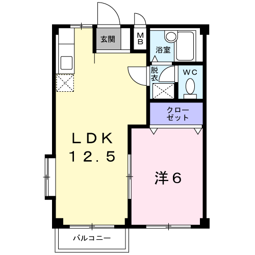 Planta 1LDK de エルディム宮前