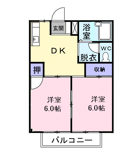 Planta 2DK de ヒーローハイツ