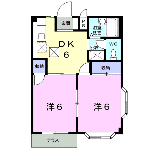 Planta do apartamento 2DK — エルディム東幸Ａ
