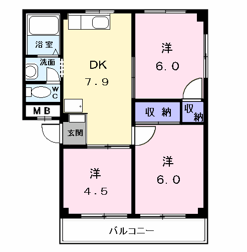 Planta 3DK de ロジュマンＫ