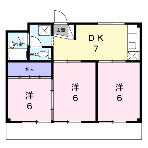 Planta 3DK de コーポにしふか