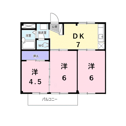 Planta 3DK de コーポにしふか