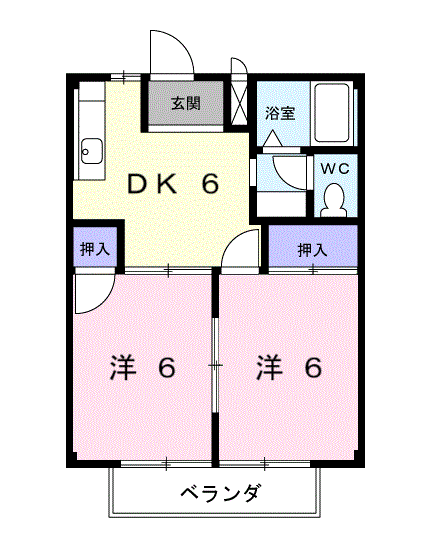 Planta 2DK de サンパレス東刈谷Ａ