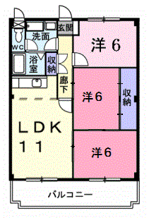 Planta 3LDK de ブルージュ名和