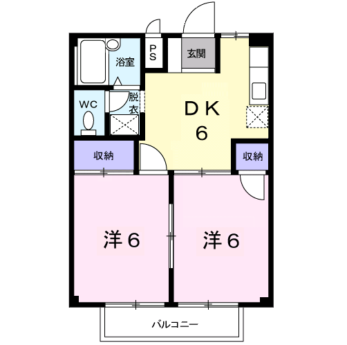 Planta 2DK de ハイツ蔵西