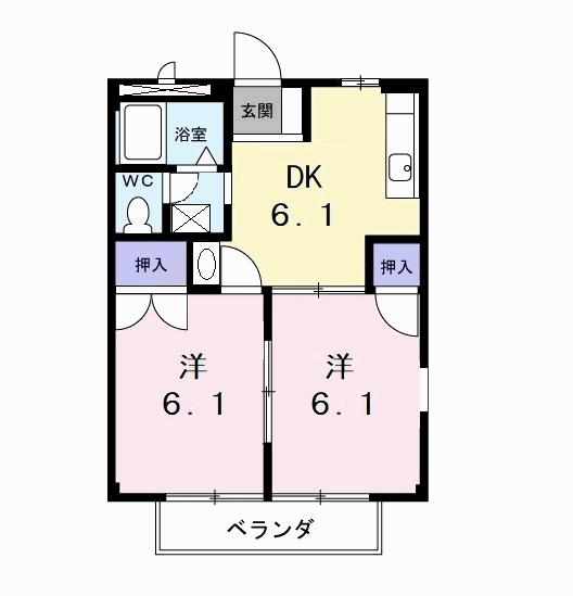 Planta 2DK de メゾンファミールⅡ