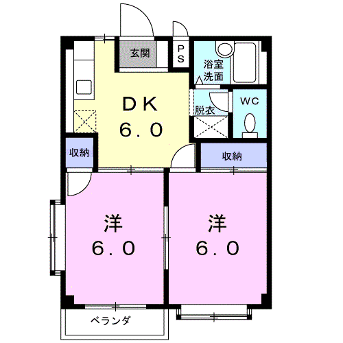 Planta 2DK de エルディムナツメＤ