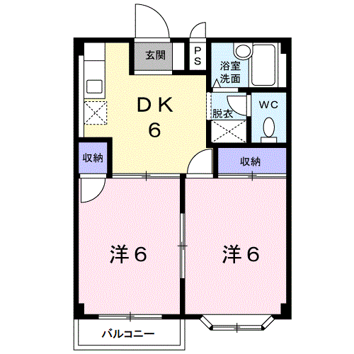 Planta 2DK de エルディム東脇