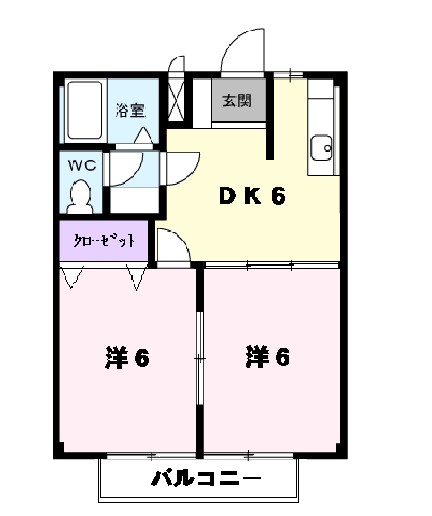 Planta 2DK de グリーンハイツ本宿Ｂ