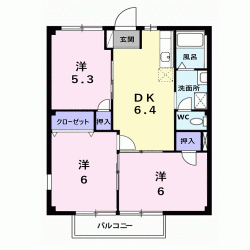 Planta 3DK de グリーンアイランドＡ