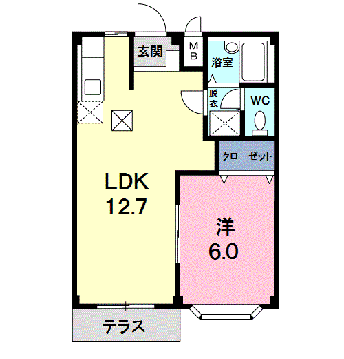 Planta 1LDK de エルディム東陽Ⅱ