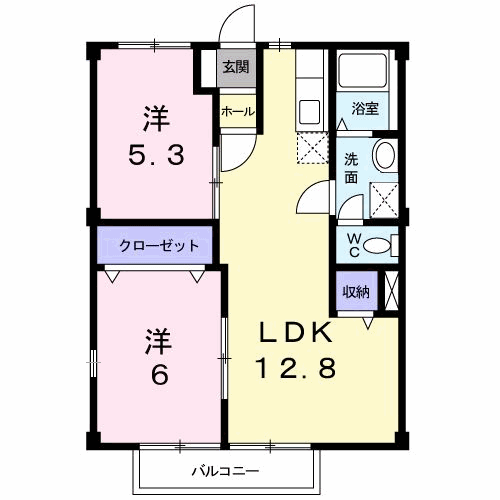Planta 2LDK de グリーンハイツ