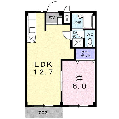 Planta 1LDK de コーポＮＫ