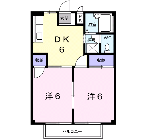 Planta 2DK de ファミールメゾン舞