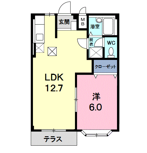 Planta 1LDK de ポートエルディムＢ