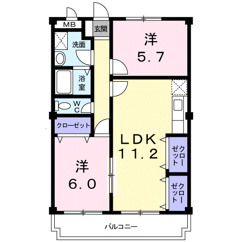 Planta 2LDK de マリッチアロー