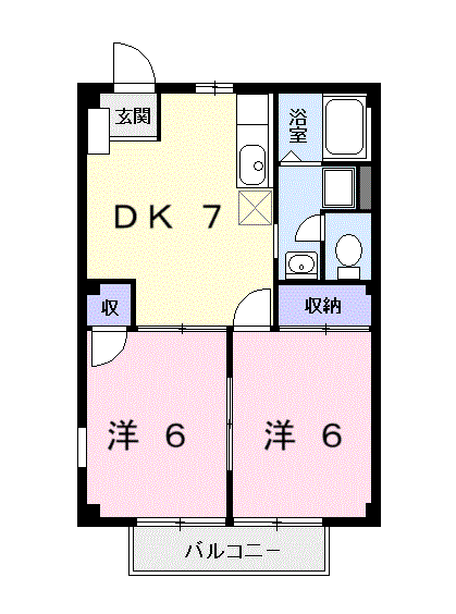 Planta 2DK de サンプラザ小池Ｂ