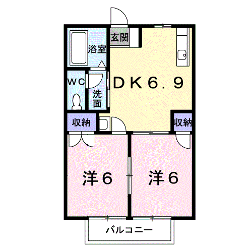 Planta 2DK de ニューシティ神谷