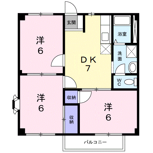 Planta 3DK de エステートカズミ