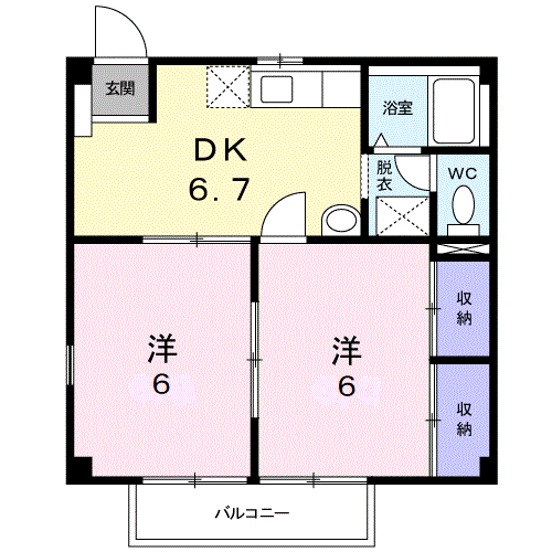 Planta do apartamento 2DK — ストーク