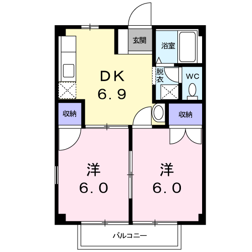 Planta 2DK de ニューシティＴ＆Ｒ