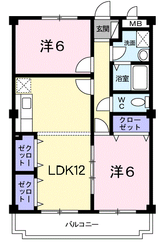 Planta 2LDK de エステート光