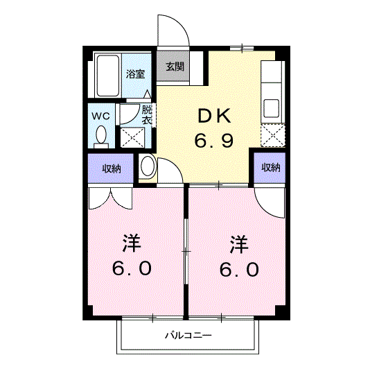 Planta 2DK de メゾン山池