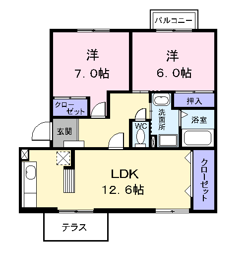 Planta 2LDK de エクシードⅠ