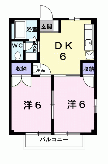 Planta 2DK de パークヒルズ涼松Ｂ