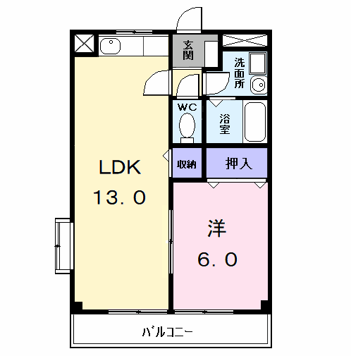 Planta 1LDK de サンパレス