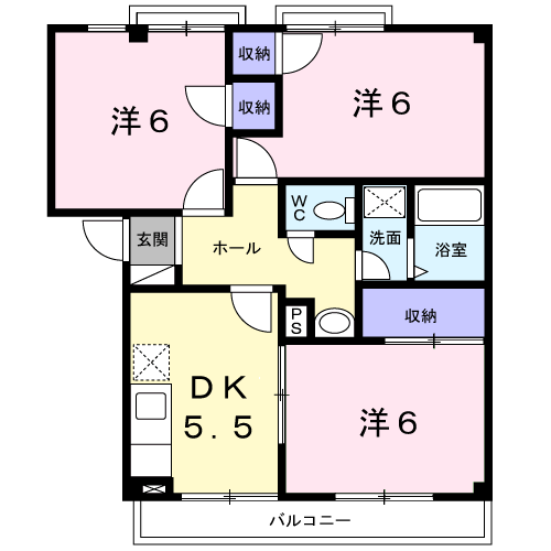 Planta 3DK de ジュネス新栄