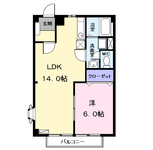 Planta 1LDK de サンパレスⅡ