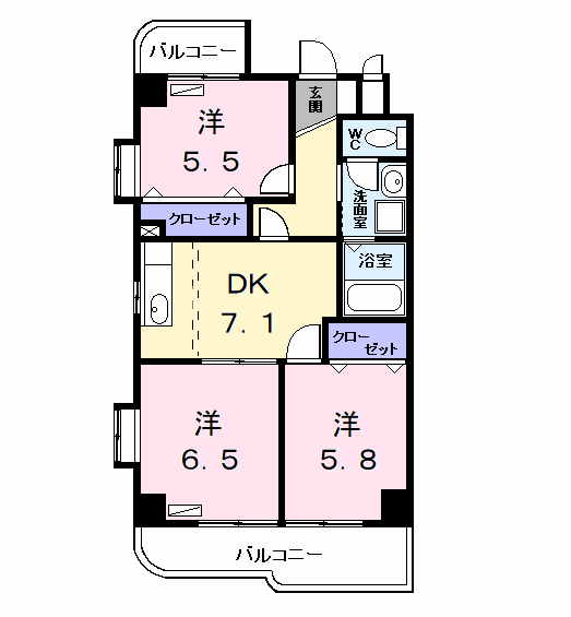 Planta 3DK de ネクステージ・あらこ
