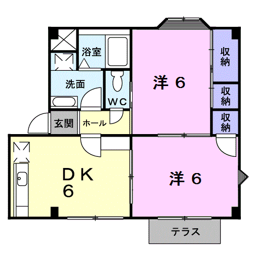 Planta 2DK de ハイツ佐脇原Ｂ