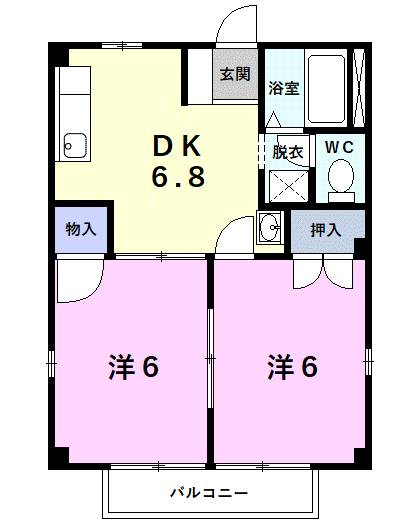 Planta 2DK de ビラ泉