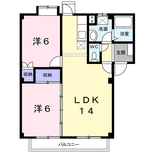 Planta 2LDK de コートピアB