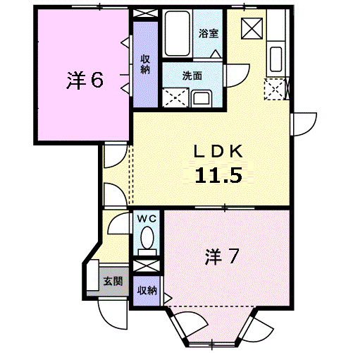 Planta 2LDK de クレストールオヨベ