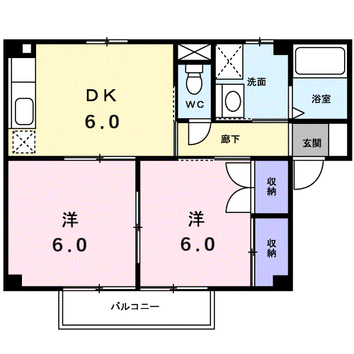 Planta 2DK de ブラウンシャトー小坂井