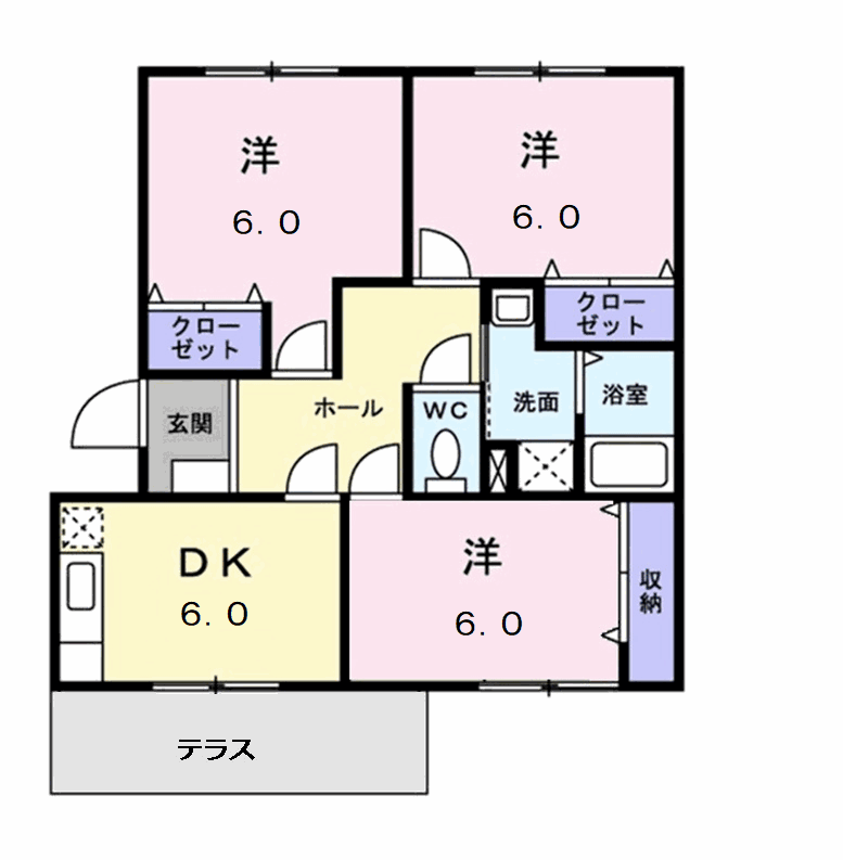 Planta 3DK de アメニティあらこ
