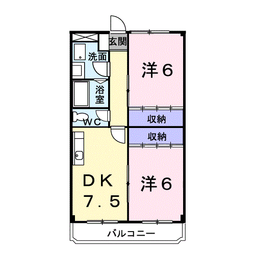 Planta 2DK de アーバン深田