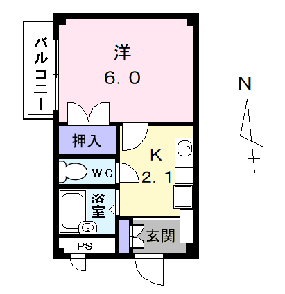 Planta 1K de アメニティ名駅