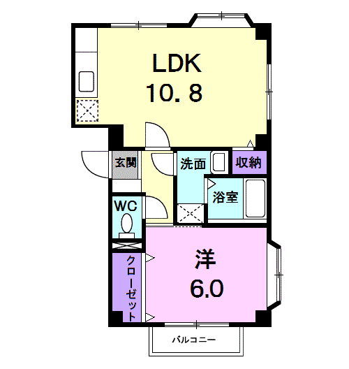 Planta 1LDK de サンループ３番館
