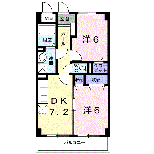 Planta 2DK de メゾン平地