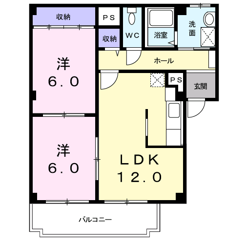 Planta 2LDK de ドエルK.S