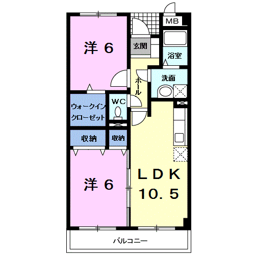 Planta 2LDK de グランシャトー竹谷